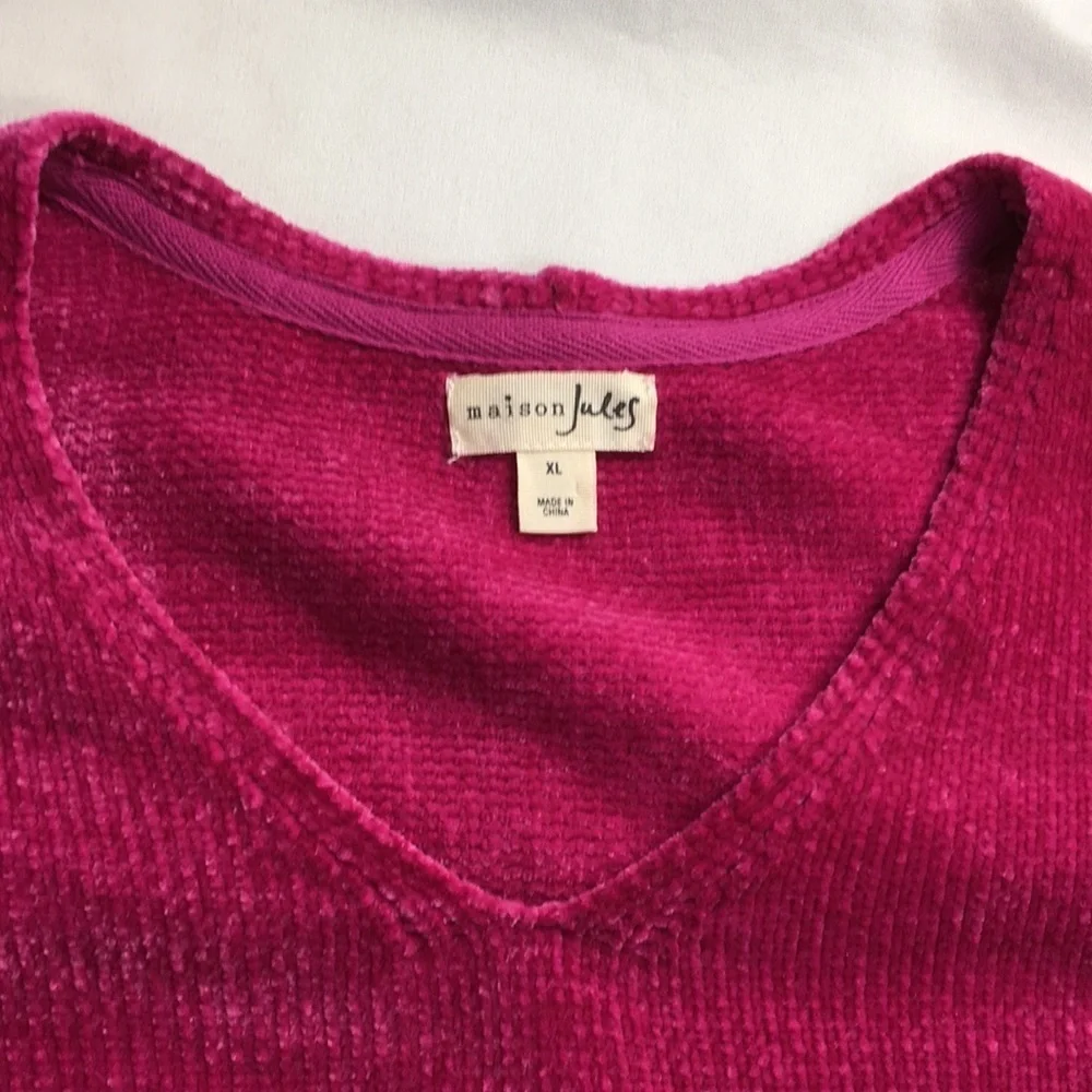Maison Jules Women’s Chenille Ripe Raspberry Sweater Size XL NEW with Tags